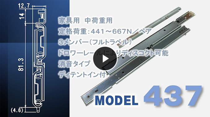 スライドレール製品紹介　中荷重用モデルC437
